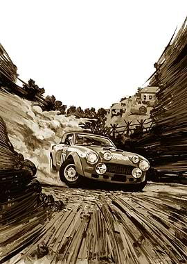 Vintage Rally Car in Action