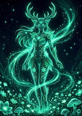Glowing Forest Spirit with Antlers