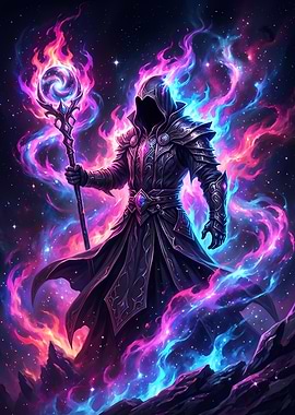 Mystic Wizard with Cosmic Energy Staff