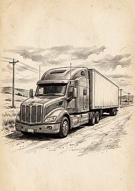 Truck on a Dirt Road Sketch