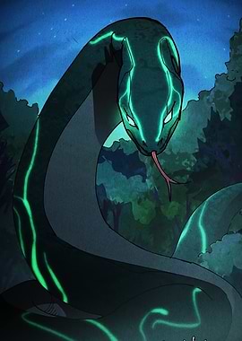Glowing Snake in Forest