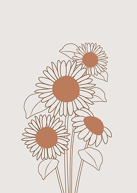 Minimalist Sunflower Line Art