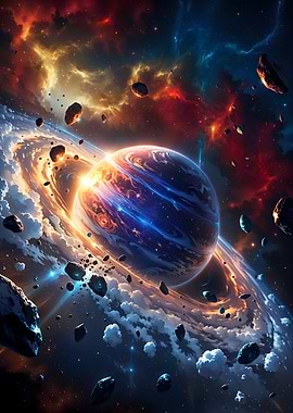 Ringed Planet and Nebula