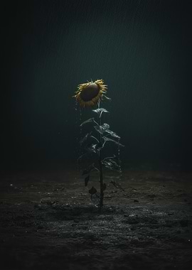 Sunflower in the Rain