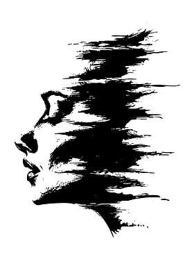 Abstract Woman Portrait in Black and White