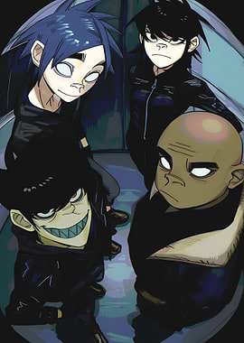 Gorillaz band members cartoon illustration