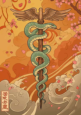 Caduceus with Japanese Art Style