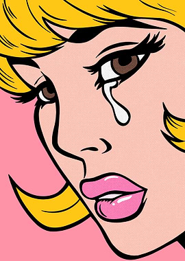 Pop Art Crying Woman Close-Up