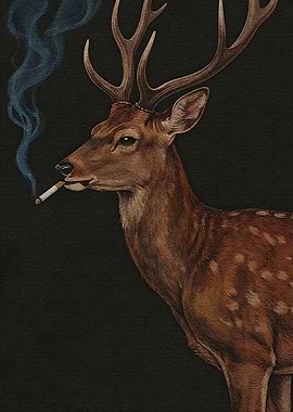 Smoking Deer Portrait