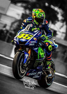 Valentino Rossi on Yamaha Motorcycle