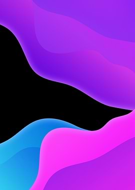 Abstract Colorful Fluid Shapes on Black