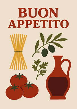 Buon Appetito Italian Food Illustration