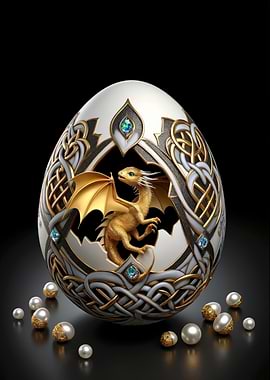 Dragon Hatching from Ornate Egg