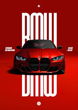 BMW G80 M3 / G82 M4 Red Poster