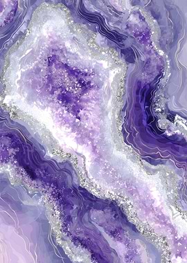 Purple and Silver Amethyst Agate Geode Art