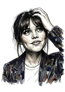 Jenna Ortega Watercolor Portrait