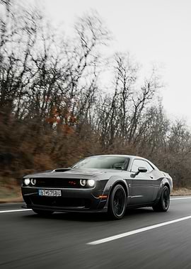 Gray Dodge Challenger on the Road