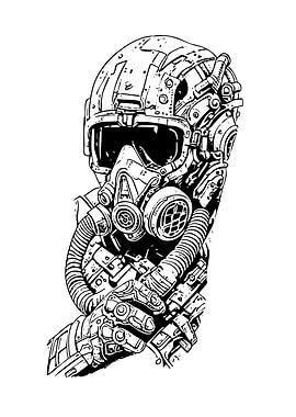 Steampunk Pilot with Gas Mask