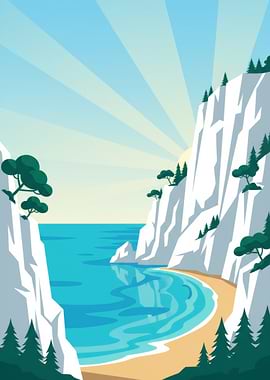 Coastal Cliff Landscape with Beach