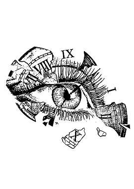 Eye and Clock Fragment Illustration