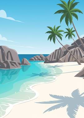 Tropical Beach Paradise Illustration