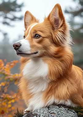 Portrait of a Ginger and White Dog