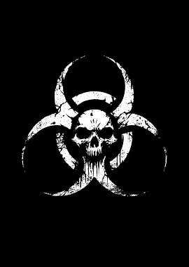 Skull Biohazard Symbol Black and White