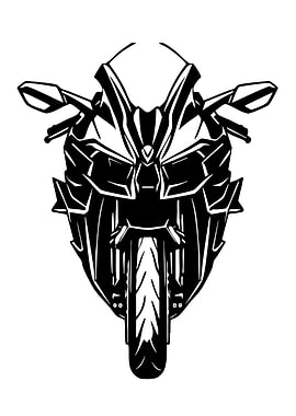 Black and White Motorcycle Illustration