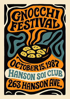Gnocchi Festival Poster, Retro Style