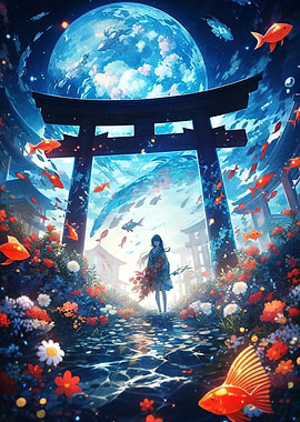 Anime Girl in Dreamy Japanese Landscape