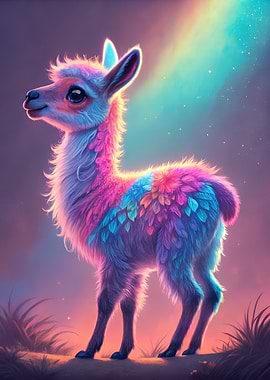 Colorful Baby Llama Portrait