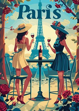 Parisian Wine Toast with Eiffel Tower