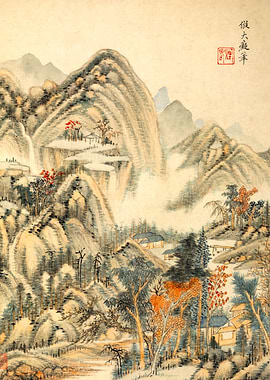 Chinese Mountains Landscape Painting Wang Shimin