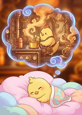 Dreaming Chicken Chef Steampunk Fantasy