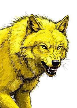 Fierce Yellow Wolf Illustration