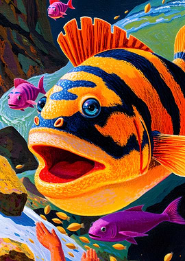 Surreal Fish in a Colorful Landscape