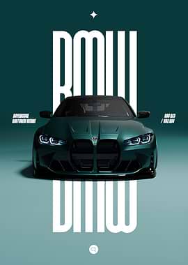 BMW G80 M3 / G82 M4 Green Car Poster