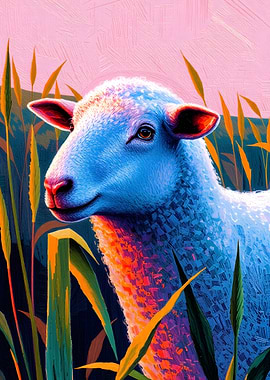 Blue Sheep Portrait in Field