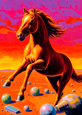 Dynamic Horse Art with Abstract Elements