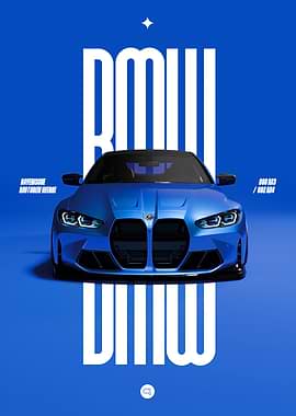 BMW G80 M3 / G82 M4 Blue Car Poster