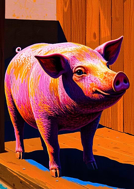 Colorful Pig Portrait
