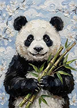 Panda with Bamboo Painting
