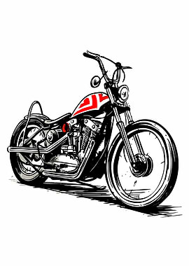 Detailed Motorcycle Illustration