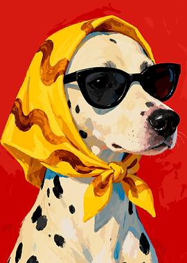 Dalmatian dog with sunglasses and scarf