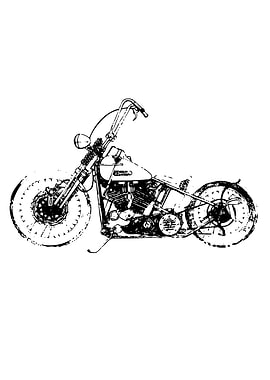 Black and White Motorcycle Illustration