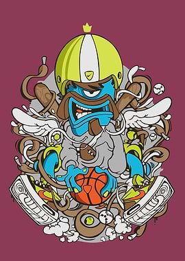 Cartoon Character with Basketball and Sports Gear