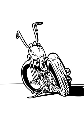 Black and White Motorcycle Illustration