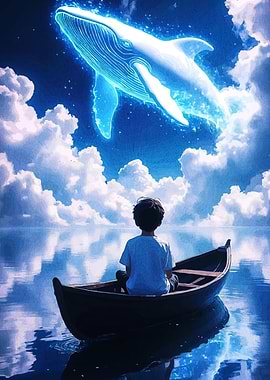 Boy, Boat, and Glowing Whale