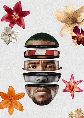 Sliced Portrait with Floral Accents