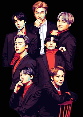 BTS Group Portrait Digital Art